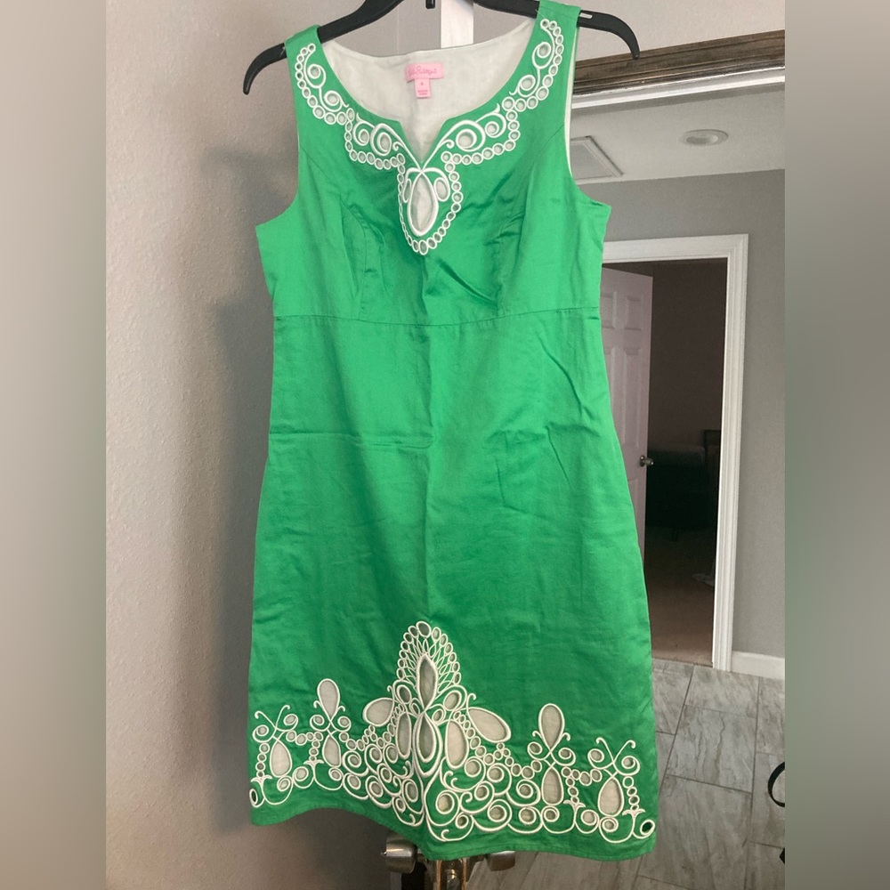 Lilly Pulitzer Green Dress with White Embroidery